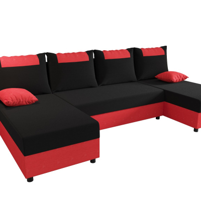 SANVI U-alakú ülőgarnitúra - fekete / piros