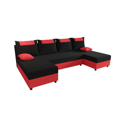 SANVI U-alakú ülőgarnitúra - fekete / piros