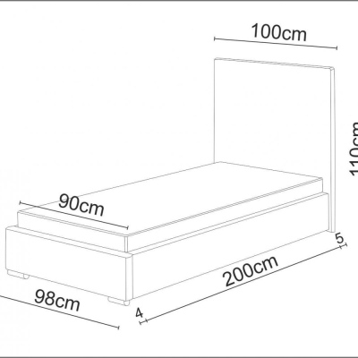 FLEK 2 egyszemélyes ágy 90x200 - rózsaszín