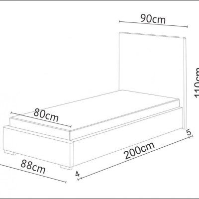 FLEK 4 egyszemélyes ágy 80x200 - szürke