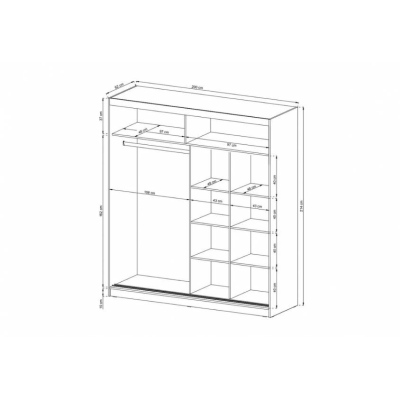 MARVAN 6 gardróbszekrény tükörrel 200 cm - fehér