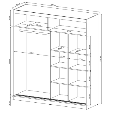 WESTON gardróbszekrény 200 cm - fehér