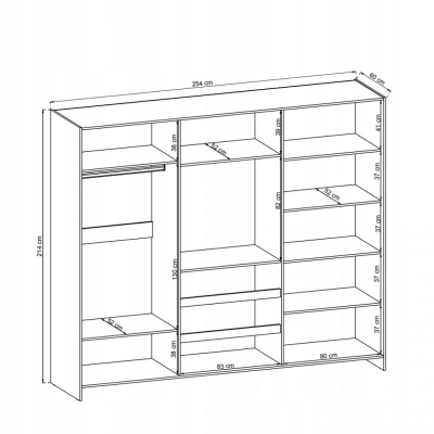 MARKEL TV-szekrény 250 cm - fehér