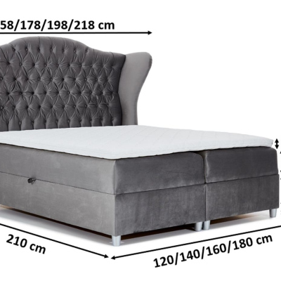 RIANA luxus boxspring ágy 160x200 - rózsaszín + INGYENES topper