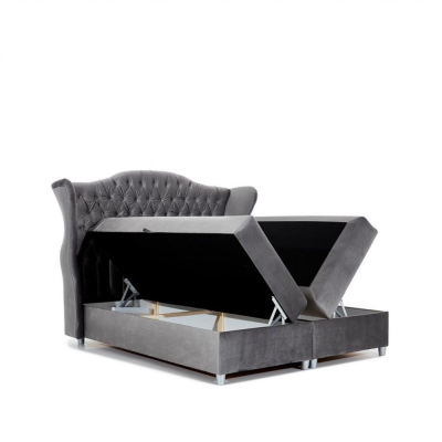 RIANA luxus boxspring ágy 180x200 - fekete + INGYENES topper