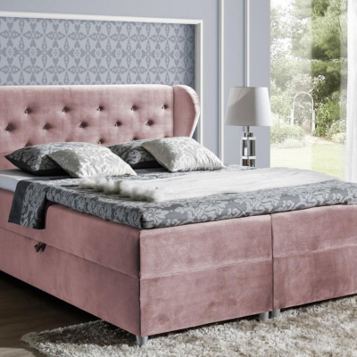 PADMA boxspring ágy 140x200 - rózsaszín + INGYENES topper