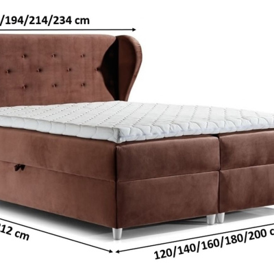 PADMA boxspring ágy 200x200 - bézs+ INGYENES topper