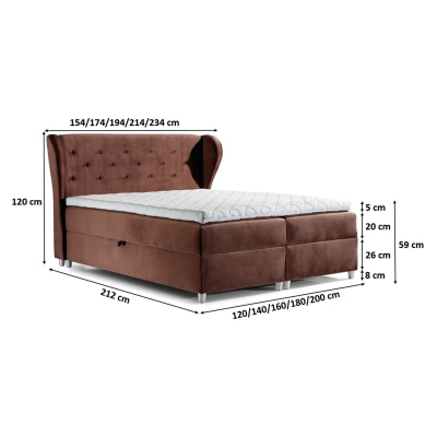 PADMA boxspring ágy 200x200 - szürke+ INGYENES topper