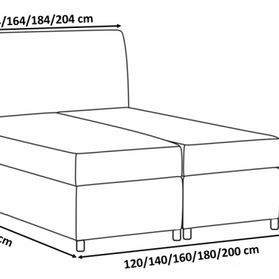 Komala elegáns kárpitozott ágy tárolóval, közép szürke 160 x 200 + ingyenes topper