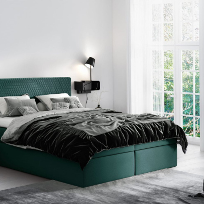 Alessio modern kárpitozott ágy tárolóval zöld 200x200 + ingyenes topper