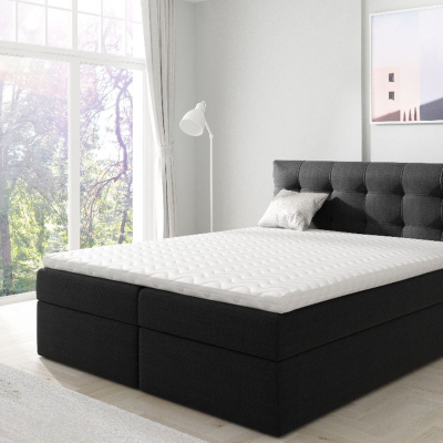 IVANA 1 kárpitozott boxspring ágy 140x200 - fekete + INGYENES topper