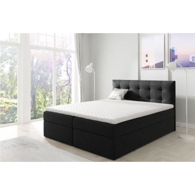 IVANA 1 kárpitozott boxspring ágy 140x200 - fekete + INGYENES topper