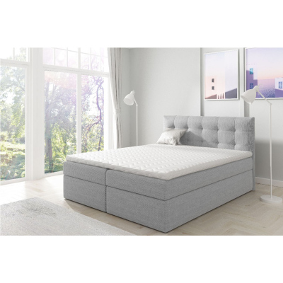 IVANA 1 kárpitozott boxspring ágy 200x200 - szürke + INGYENES topper