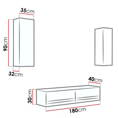 ASHTON N10 modern nappali fal - fehér / fehér fényű