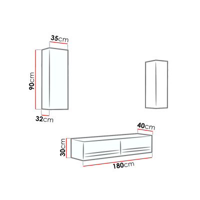 ASHTON N10 modern nappali fal - fehér / fehér fényű