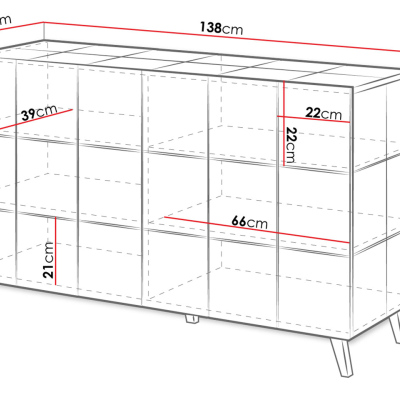 DAKOTA 2D komód LED világítással - fényes fehér