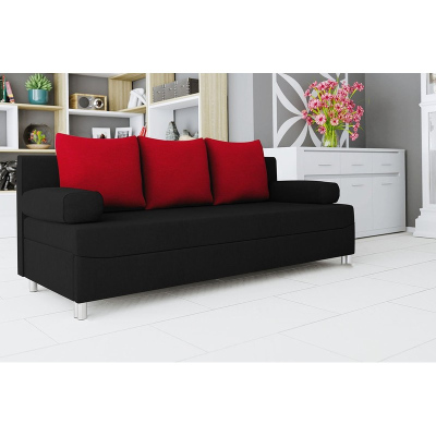 ELZA kanapéágy tárolóhellyel - fekete / piros