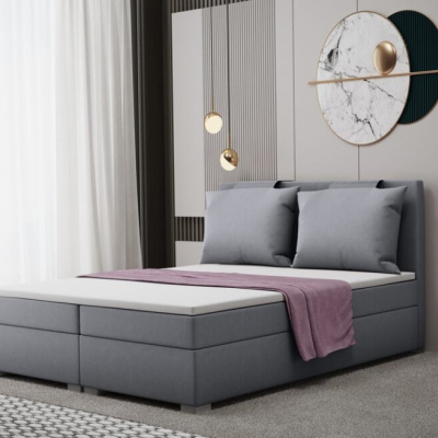 LEONTYNA kényelmes boxspring ágy 120x200 - sötétszürke