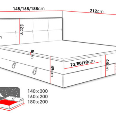 JERSEY kontinentális ágy 160x200 -barna / szürke + INGYENES topper