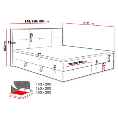 JERSEY kontinentális ágy 160x200 -barna / szürke + INGYENES topper