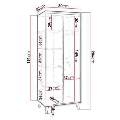 ALBANY gardróbszekrény 80 cm - matt fehér / san remo tölgy