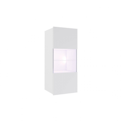 CHEMUNG üveges függő vitrin fehér LED világítással - fehér / fényes fehér