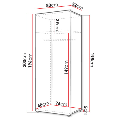 CHEMUNG gardróbszekrény 80 cm - arany tölgy