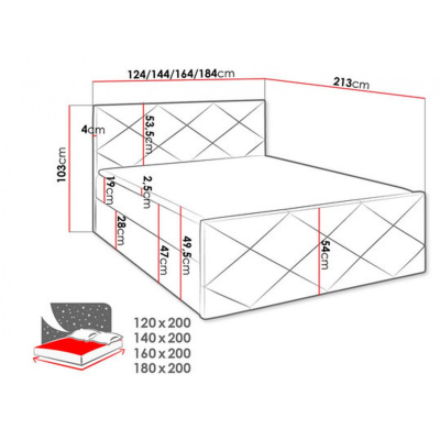 HALKA ágy matraccal és ágyráccsal - 180x200, szürke 1 + INGYENES topper