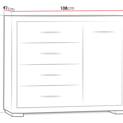 ITUNI kombinált komód - 108 cm széles, santana tölgy