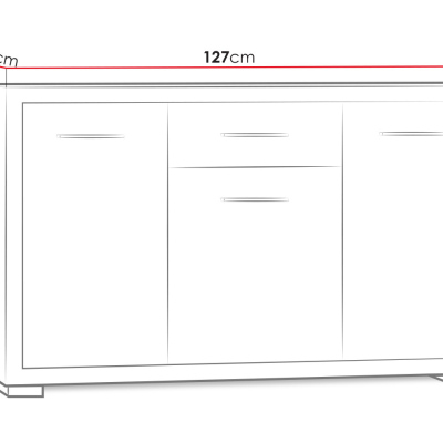 ITUNI kombinált komód - 127 cm széles, santana tölgy