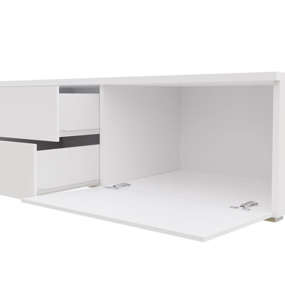 FERNS 11 TV-asztal LED világítással - fehér / fényes fehér, jobbos