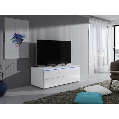 FERNS 11 TV-asztal LED világítással - fehér / fényes fehér, jobbos