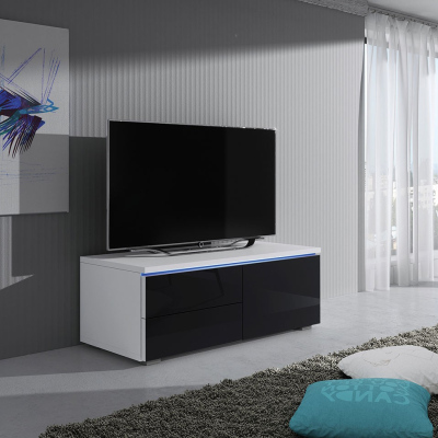FERNS 11 TV-asztal LED világítással - fehér / fényes fekete, jobbos