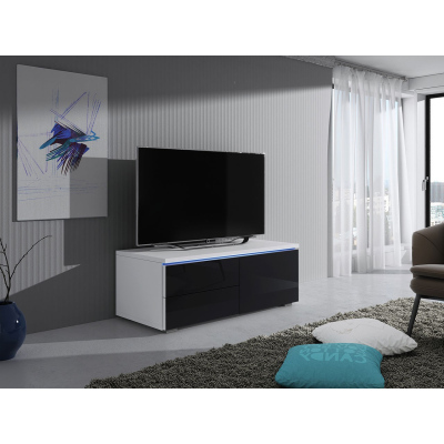 FERNS 11 TV-asztal LED világítással - fehér / fényes fekete, jobbos