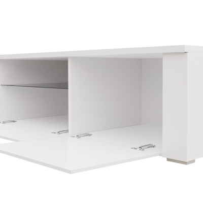 FERNS 12 TV-asztal LED világítással - fehér / fényes fekete, jobbos