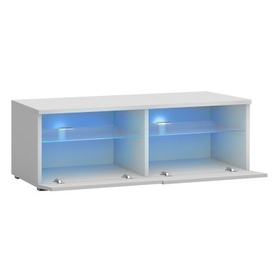 FERNS 6 TV-asztal LED világítással - fehér / fényes fehér