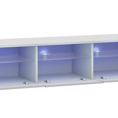 FERNS 2 TV-asztal LED világítással - fehér / fényes szürke