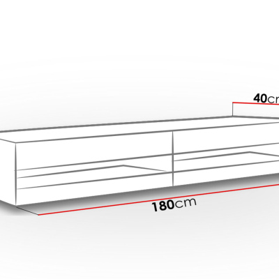 ASHTON 1 TV-asztal fehér LED világítással 180 cm - szürke / fényes szürke