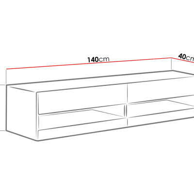 ASHTON 1 TV-asztal 140 cm - fekete / wotan tölgy