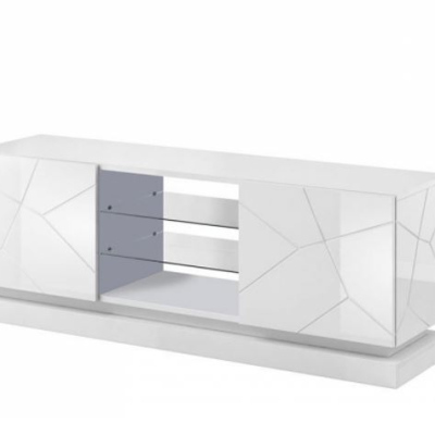 LIMA TV-asztal 160 cm - fehér / fényes fehér