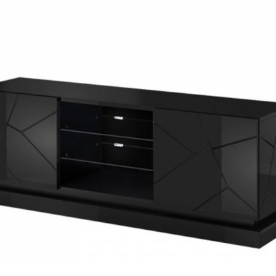LIMA TV-asztal 160 cm - fekete / fényes fekete