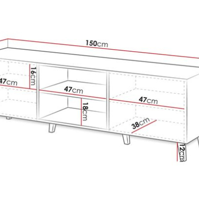 CRATO TV-asztal 150 cm - fehér