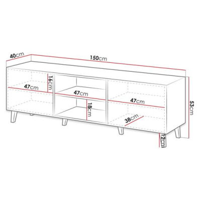 CRATO TV-asztal 150 cm - fehér