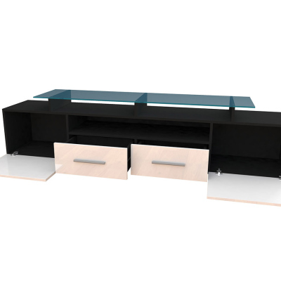 SOBRAL TV-asztal - fekete / fényes szürke