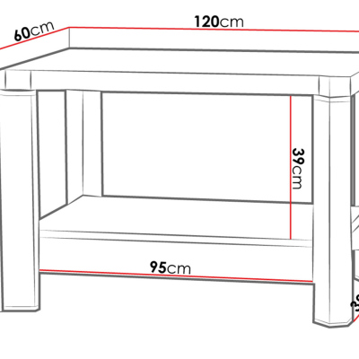 ARIKA dohányzóasztal - 120 cm, sonoma tölgy