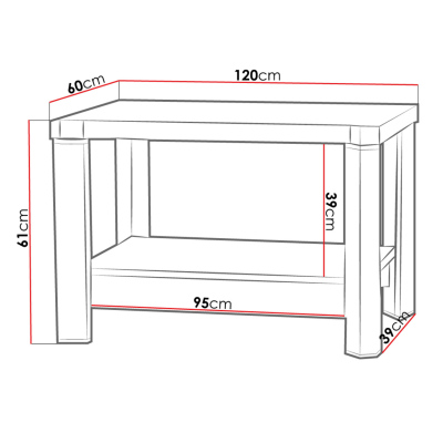 ARIKA dohányzóasztal - 120 cm, szarvasgomba tölgy