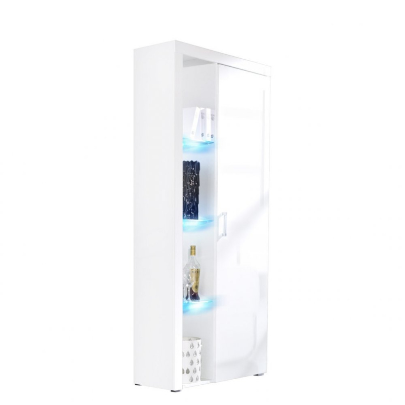 ITABUNA polcos szekrény kék LED világítással - fehér / fényes fehér
