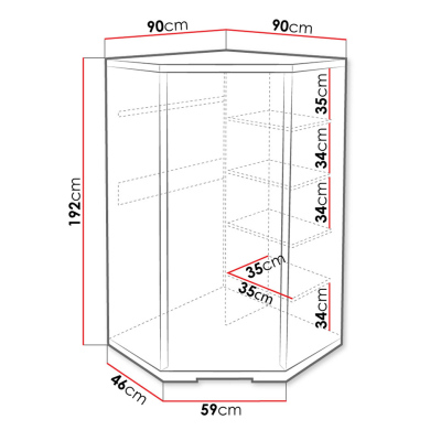 ITUNI 1 sarok gardróbszekrény 90 cm - sötét santana tölgy