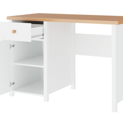MABARUMA íróasztal bővtménnyel - fehér / nash tölgy