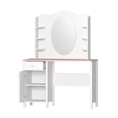 LEGUAN fésülködőasztal bővítménnyel - fehér / rózsaszín